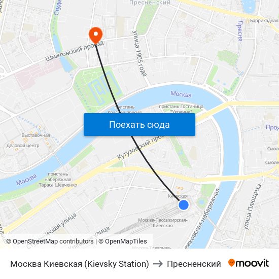 Москва Киевская (Kievsky Station) to Пресненский map