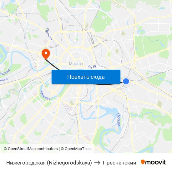 Нижегородская (Nizhegorodskaya) to Пресненский map