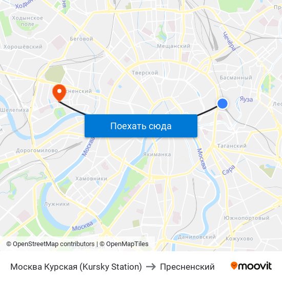 Москва Курская (Kursky Station) to Пресненский map