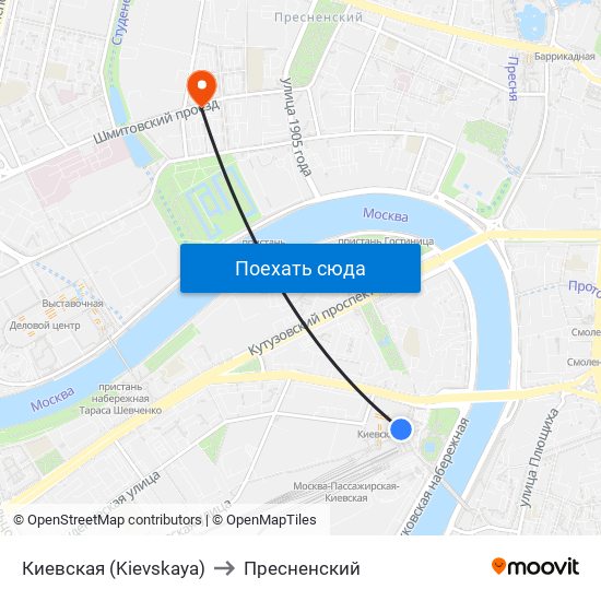 Киевская (Kievskaya) to Пресненский map