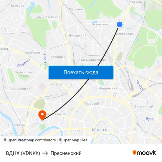 ВДНХ (VDNKh) to Пресненский map