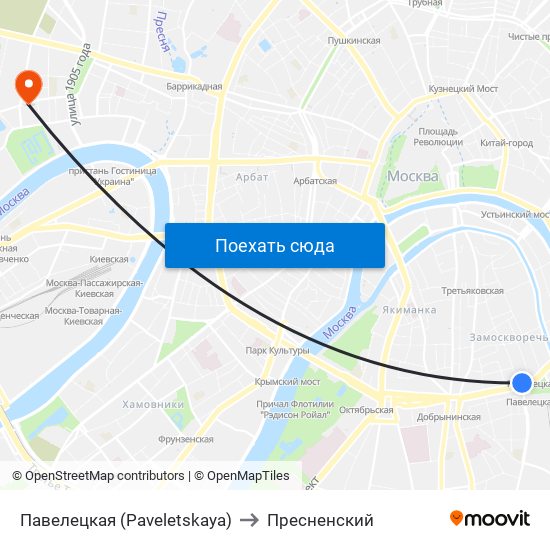 Павелецкая (Paveletskaya) to Пресненский map
