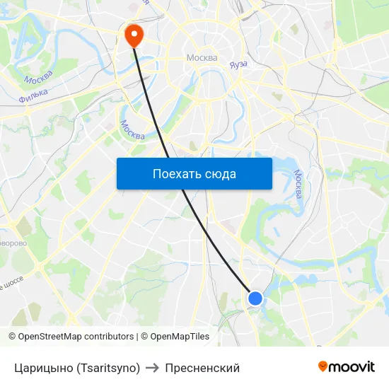Царицыно (Tsaritsyno) to Пресненский map