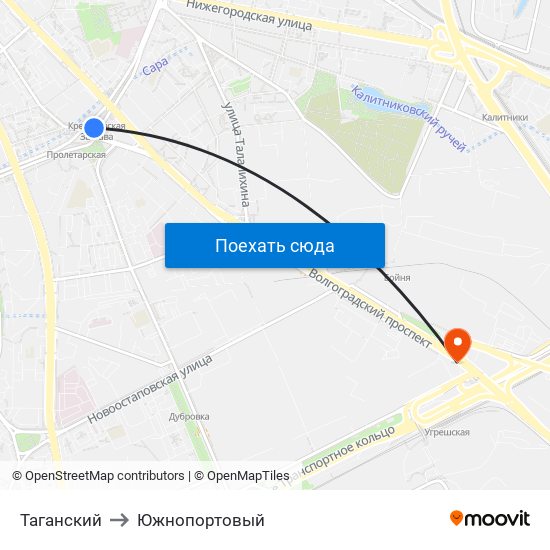 Таганский to Южнопортовый map