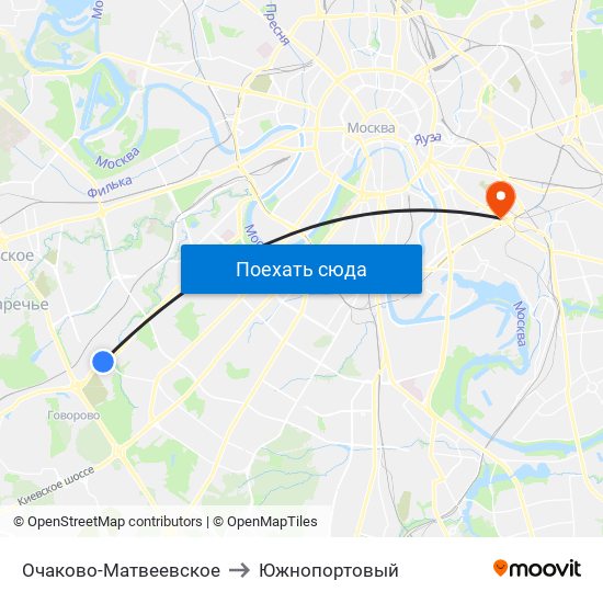 Очаково-Матвеевское to Южнопортовый map