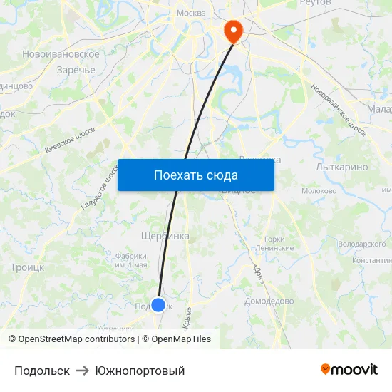 Подольск to Южнопортовый map