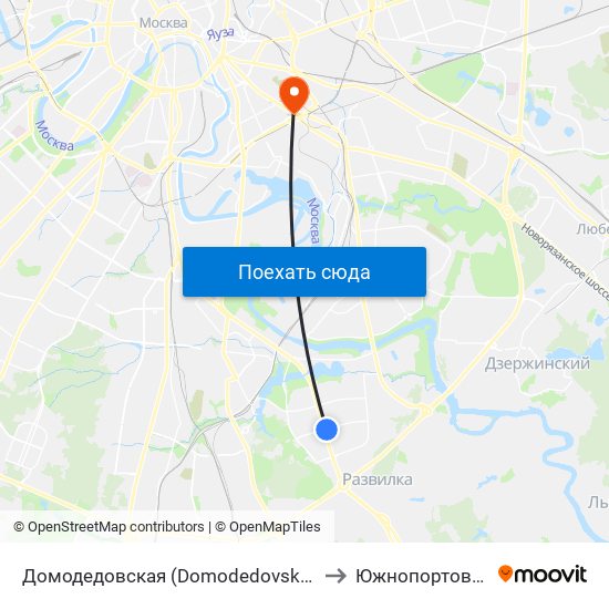Домодедовская (Domodedovskaya) to Южнопортовый map