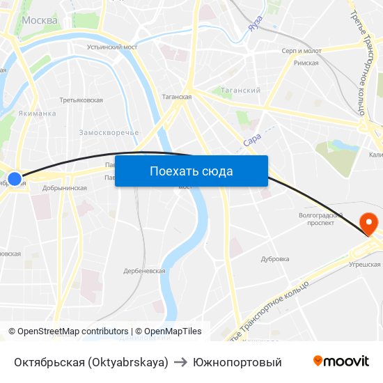 Октябрьская (Oktyabrskaya) to Южнопортовый map