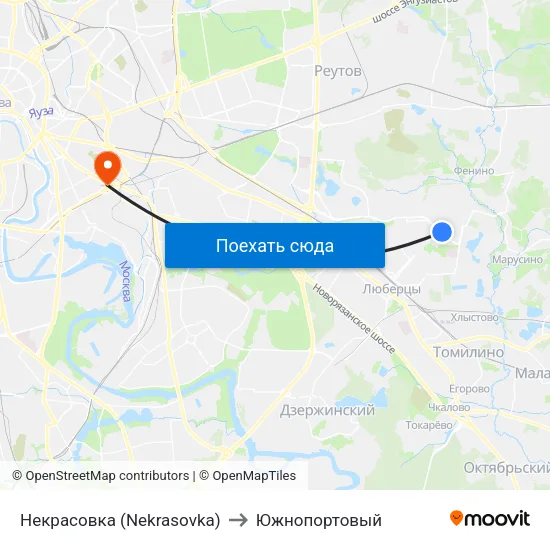 Некрасовка (Nekrasovka) to Южнопортовый map