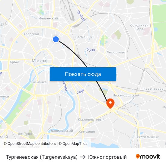Тургеневская (Turgenevskaya) to Южнопортовый map
