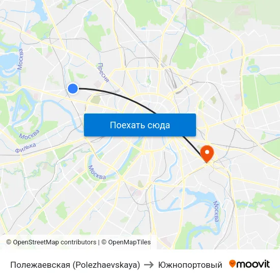 Полежаевская (Polezhaevskaya) to Южнопортовый map