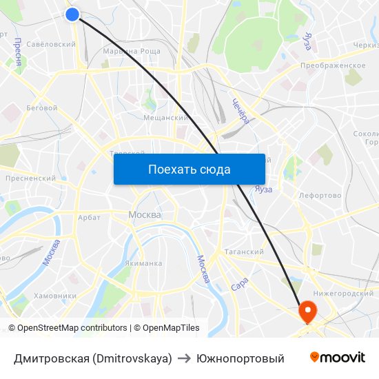 Дмитровская (Dmitrovskaya) to Южнопортовый map