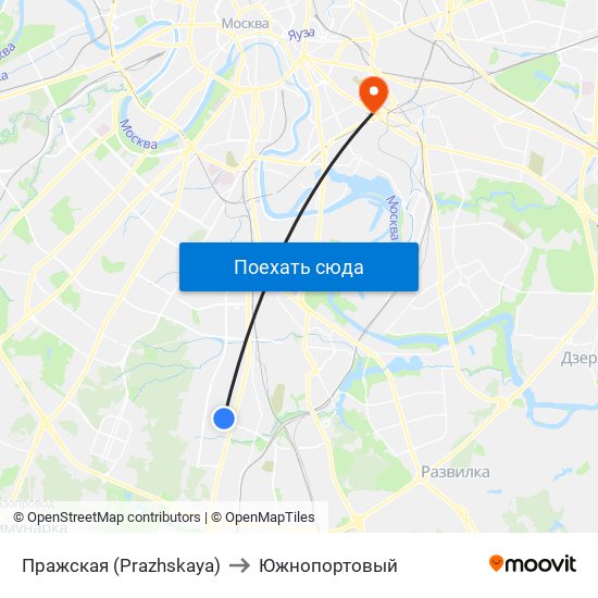 Пражская (Prazhskaya) to Южнопортовый map