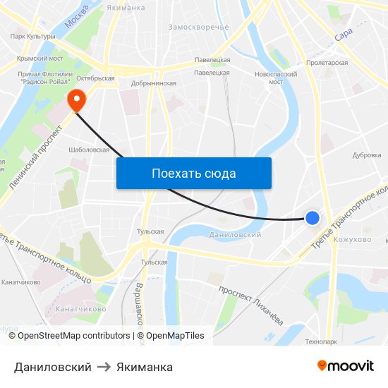 Даниловский to Якиманка map