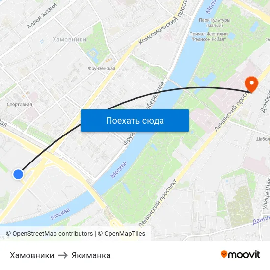 Хамовники to Якиманка map