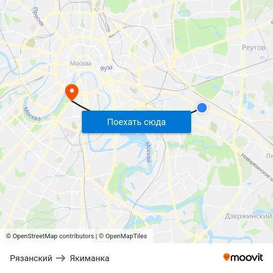 Рязанский to Якиманка map