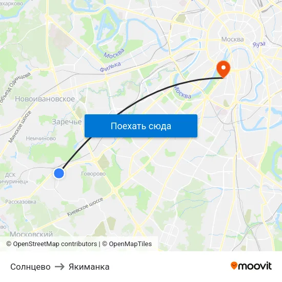 Солнцево to Якиманка map