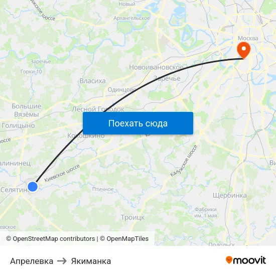 Апрелевка to Якиманка map
