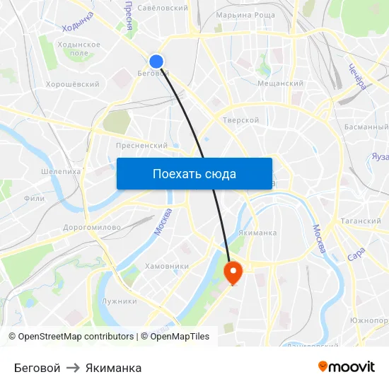 Беговой to Якиманка map