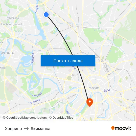 Ховрино to Якиманка map