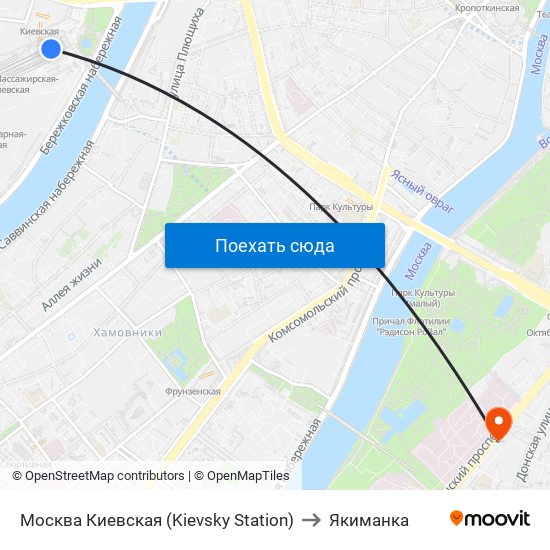 Москва Киевская (Kievsky Station) to Якиманка map