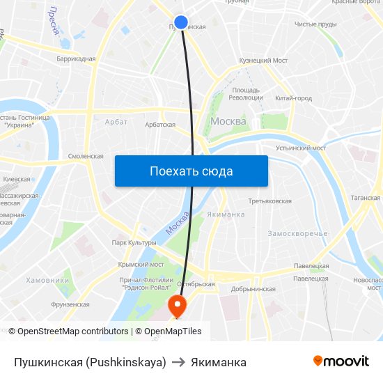 Пушкинская (Pushkinskaya) to Якиманка map