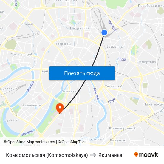 Комсомольская (Komsomolskaya) to Якиманка map