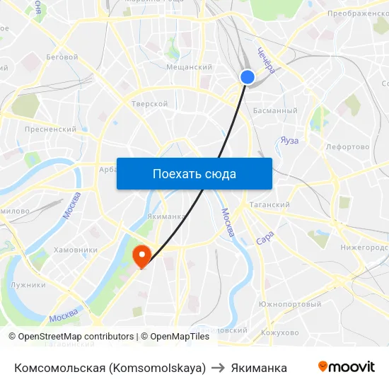 Комсомольская (Komsomolskaya) to Якиманка map