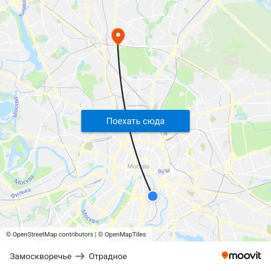 Замоскворечье to Отрадное map
