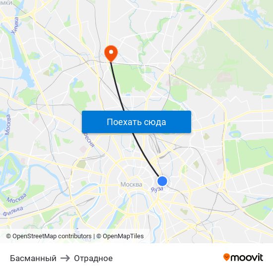 Басманный to Отрадное map