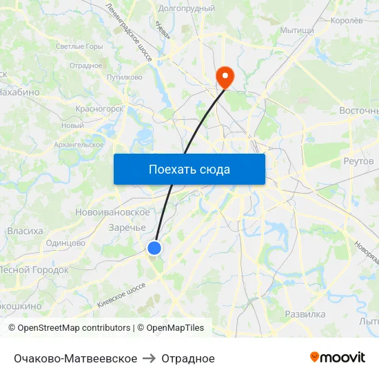 Очаково-Матвеевское to Отрадное map