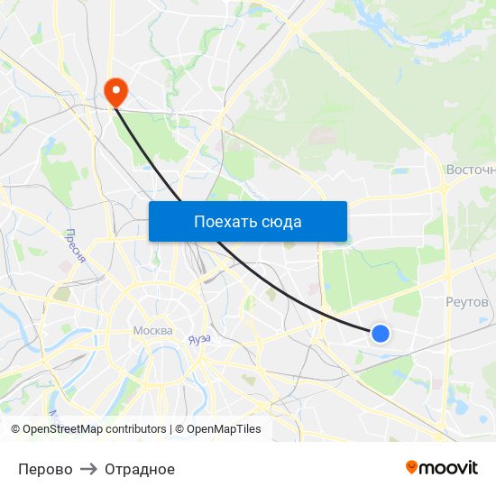 Перово to Отрадное map