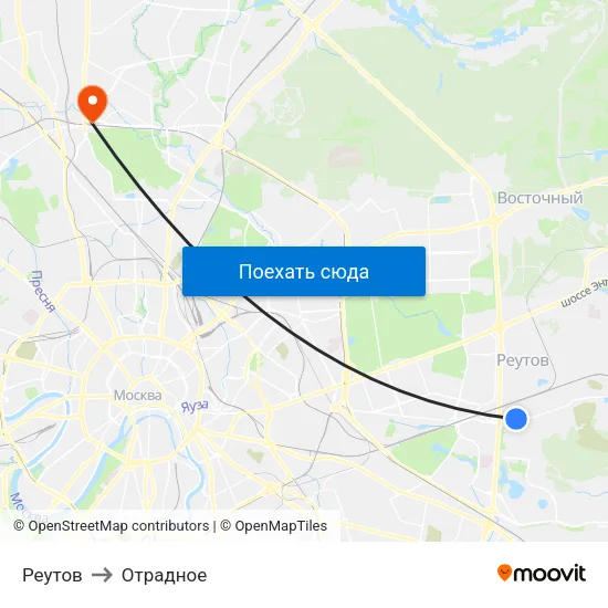 Реутов to Отрадное map