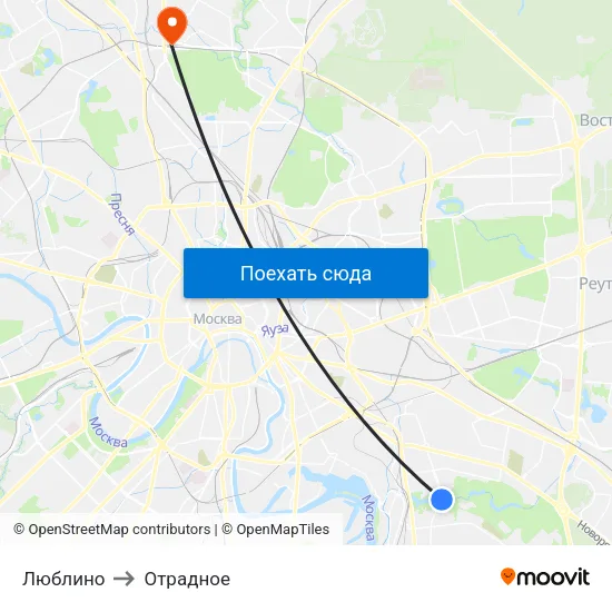 Люблино to Отрадное map