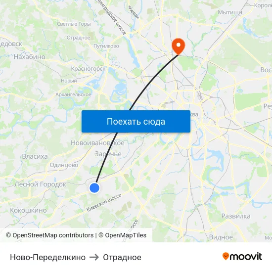 Ново-Переделкино to Отрадное map