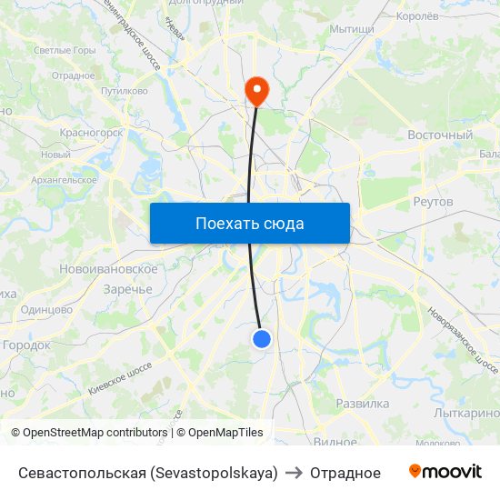 Севастопольская (Sevastopolskaya) to Отрадное map