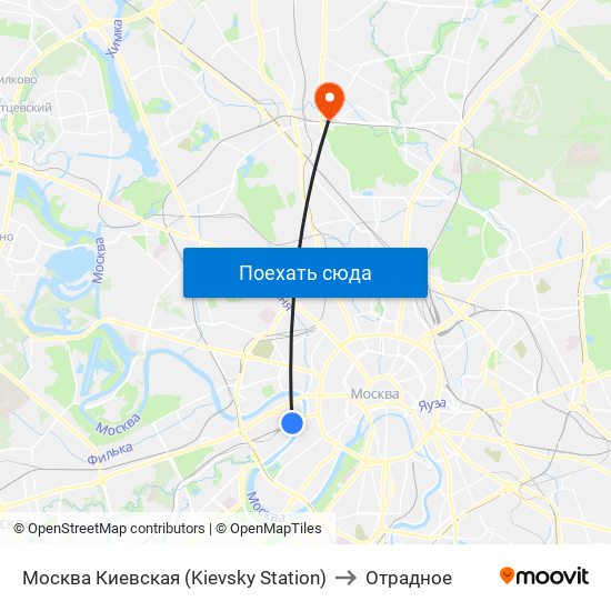 Москва Киевская (Kievsky Station) to Отрадное map