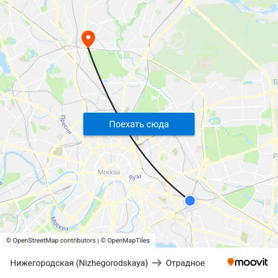 Нижегородская (Nizhegorodskaya) to Отрадное map