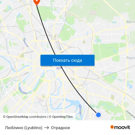Люблино (Lyublino) to Отрадное map
