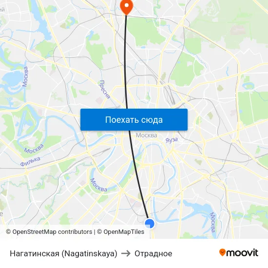 Нагатинская (Nagatinskaya) to Отрадное map
