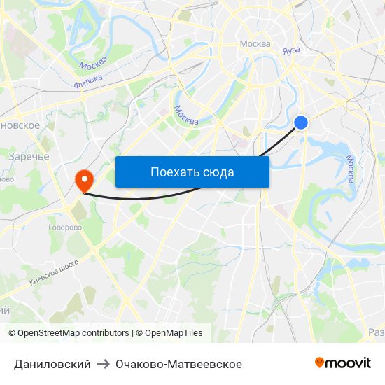 Даниловский to Очаково-Матвеевское map