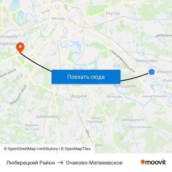 Люберецкий Район to Очаково-Матвеевское map