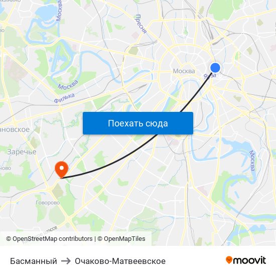 Басманный to Очаково-Матвеевское map