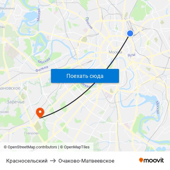 Красносельский to Очаково-Матвеевское map