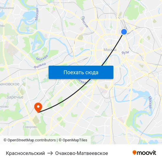 Красносельский to Очаково-Матвеевское map