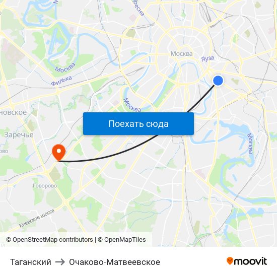 Таганский to Очаково-Матвеевское map