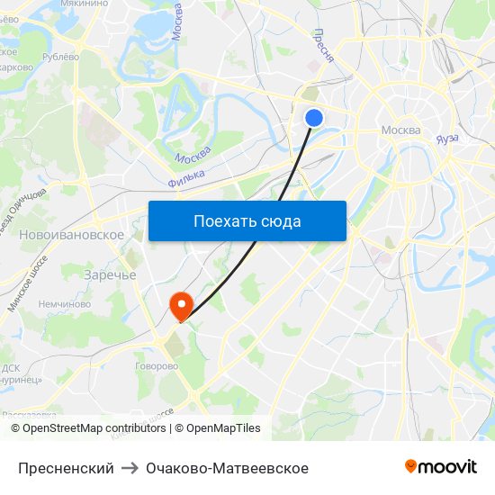 Пресненский to Очаково-Матвеевское map