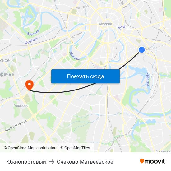 Южнопортовый to Очаково-Матвеевское map