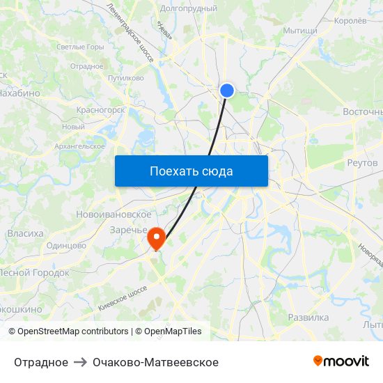 Отрадное to Очаково-Матвеевское map