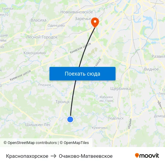 Краснопахорское to Очаково-Матвеевское map